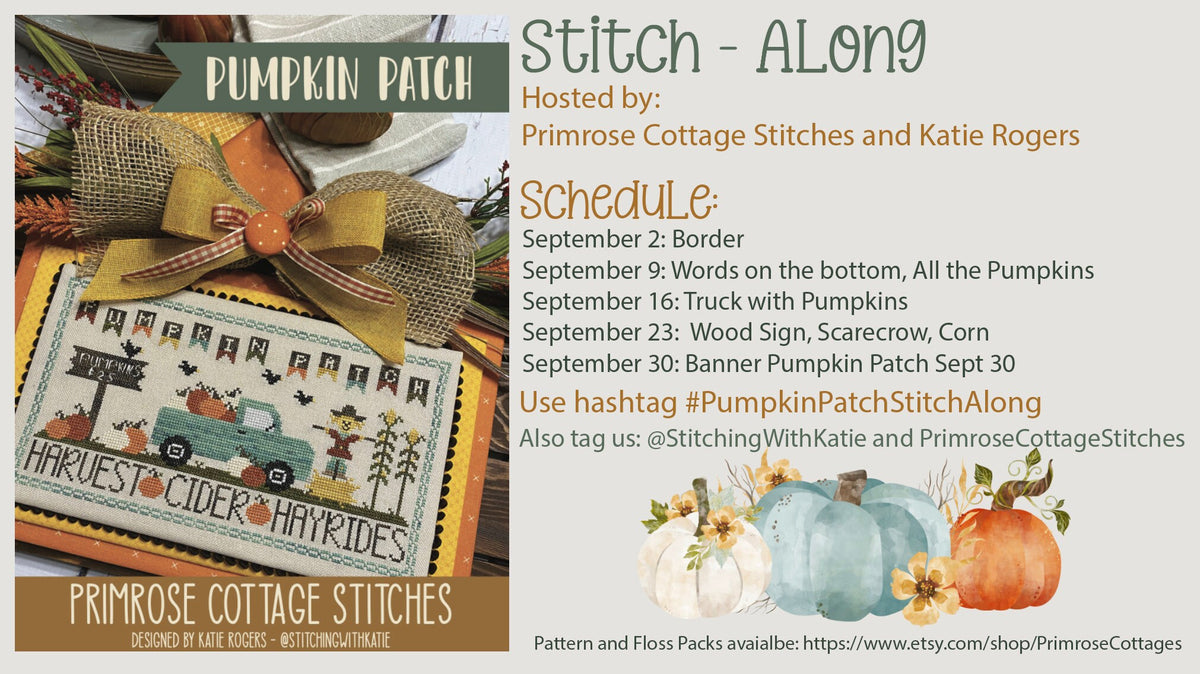 Pumpkin Patch Cross Stitch by Katie Rogers of Primrose Cottage Stitches  - PAPER Pattern PCS-022