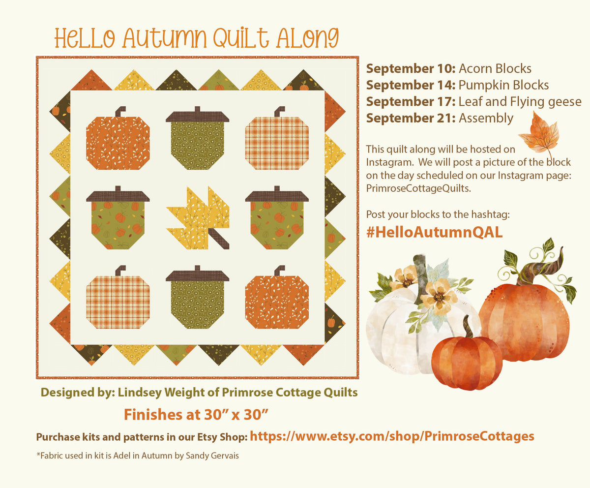 Hello Autumn by Lindsey Weight of Primrose Cottage Quilts - Quilt PDF Pattern