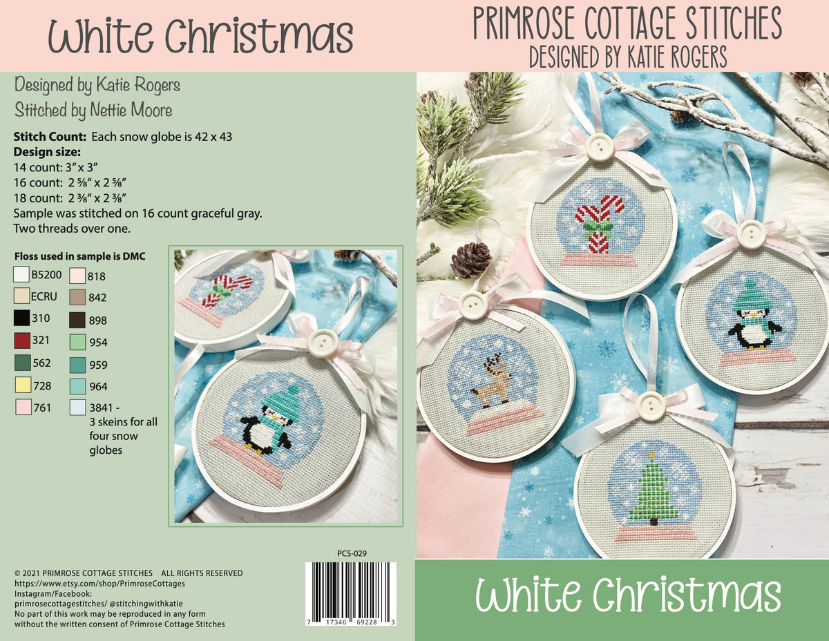 White Christmas Cross Stitch by Katie Rogers of Primrose Cottage Stitches - PAPER Pattern PCS-029