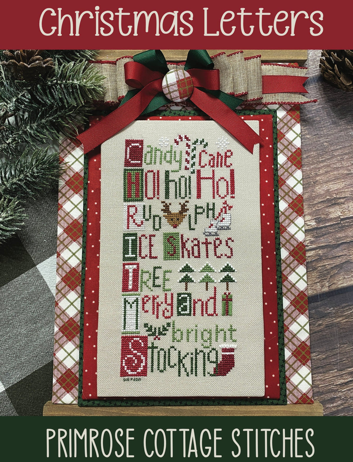 Christmas Letters Cross Stitch by Lindsey Weight of Primrose Cottage Stitches - PAPER Pattern PCS-028