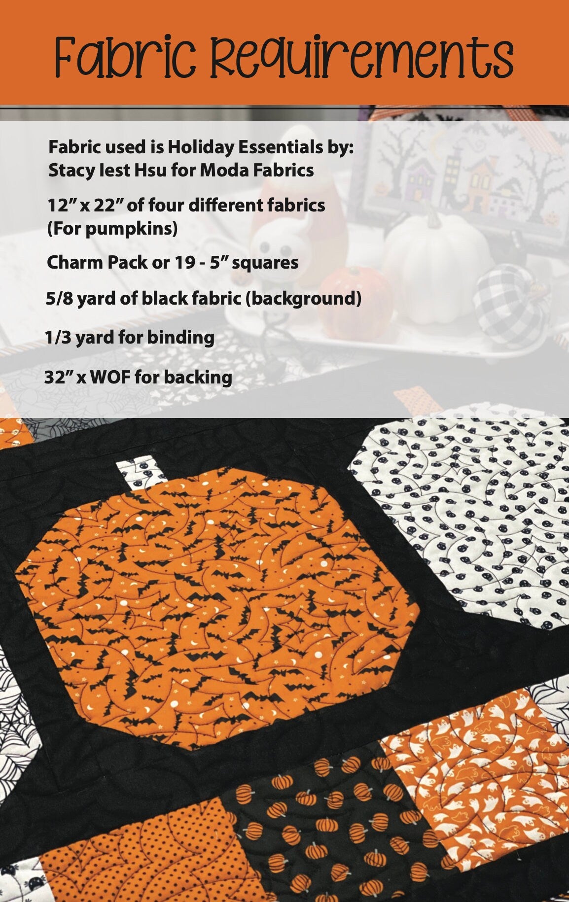 Hey Pumpkin Pattern by Lindsey Weight of Primrose Cottage Quilts - Quilt PDF Pattern