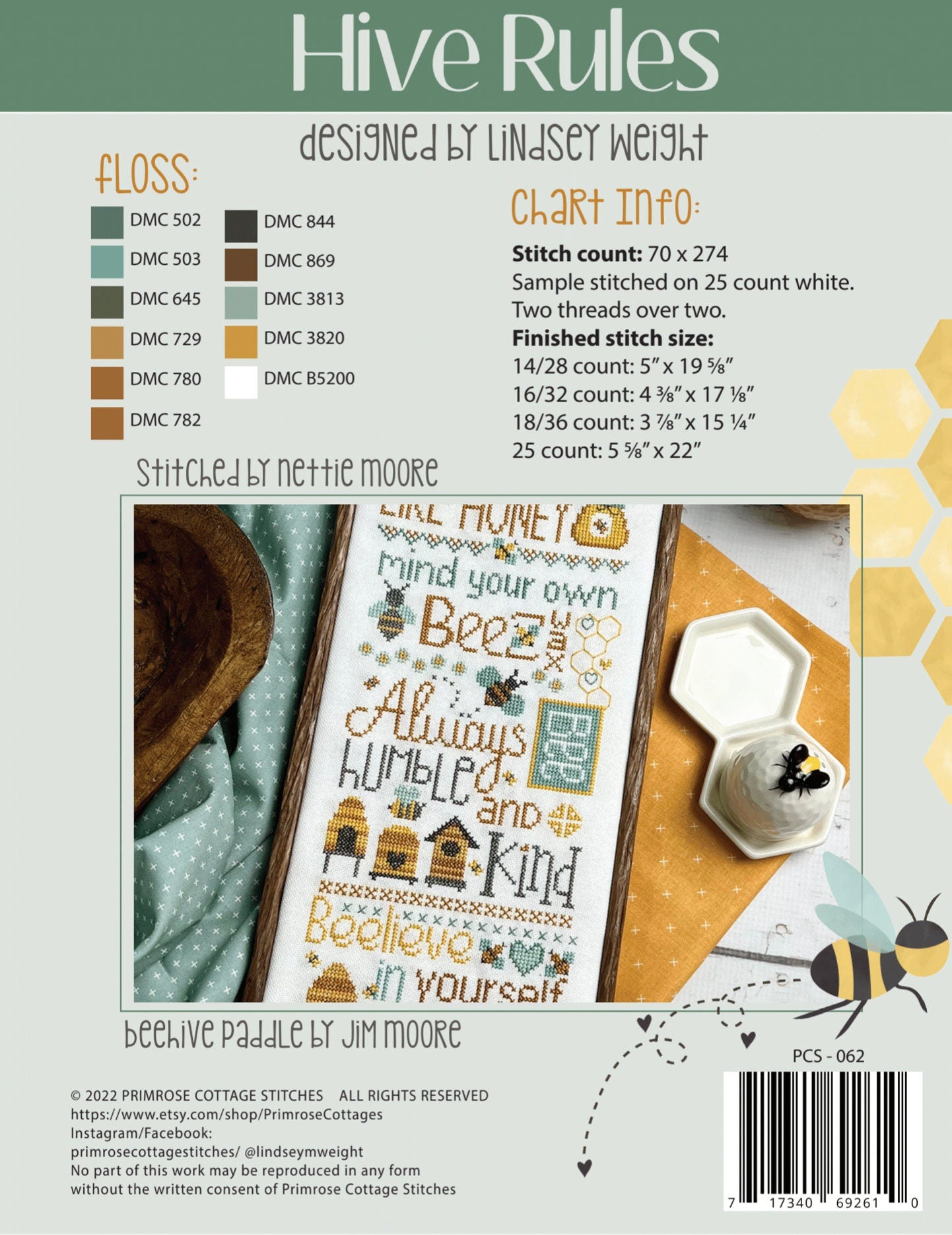 Hive Rules.pdf Hive Rules Cross Stitch by Lindsey Weight of Primrose Cottage Stitches