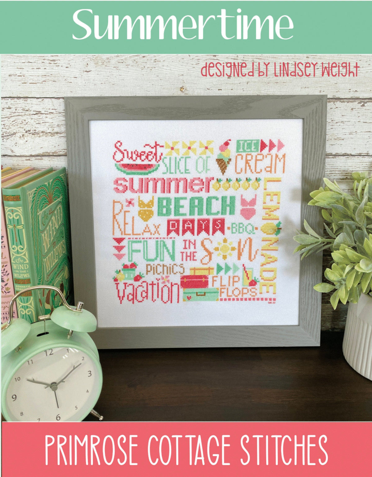 Summertime Cross stitch by Lindsey Weight of Primrose Cottage - PAPER Pattern PCS-064