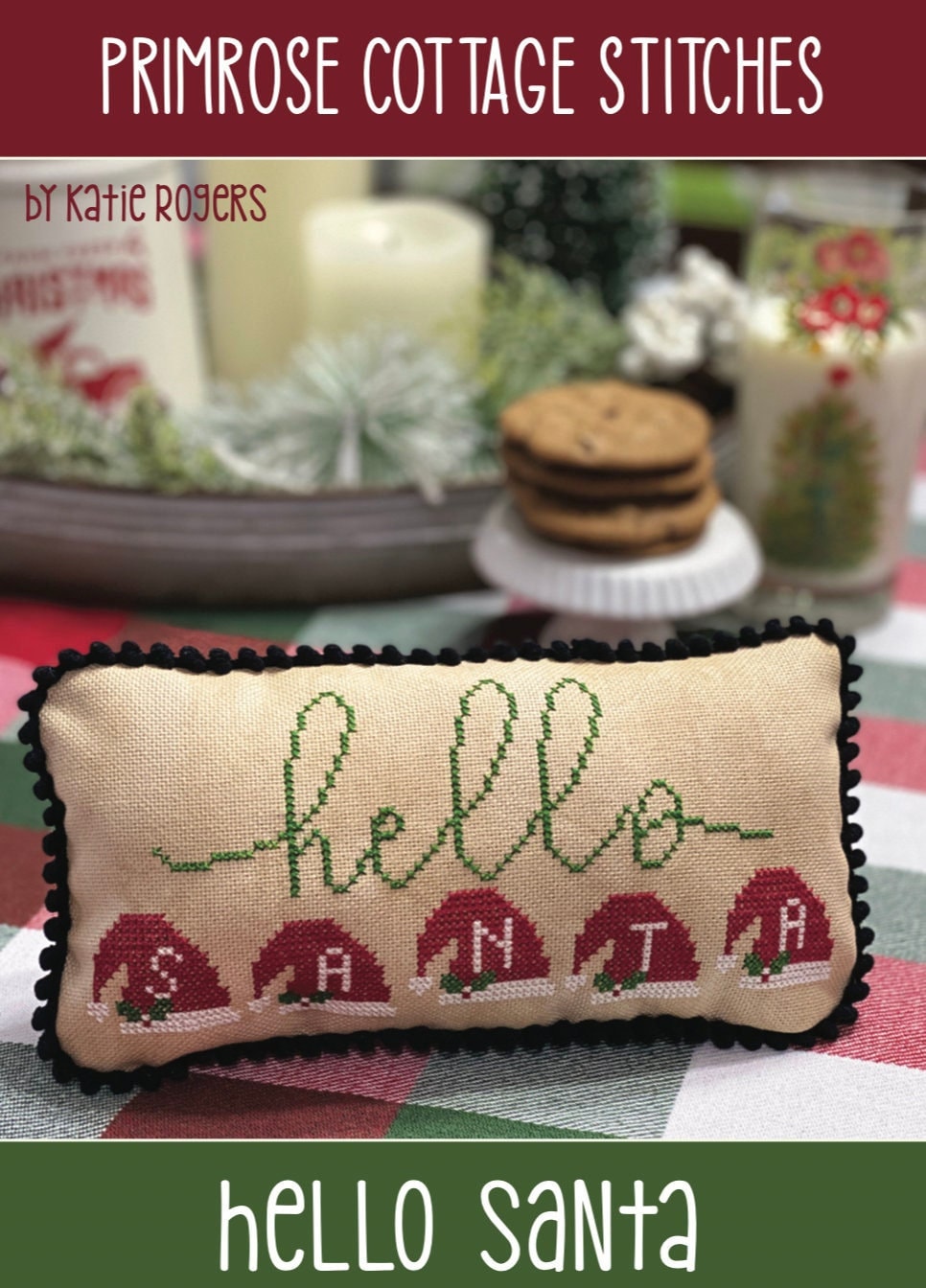 Hello Santa Cross Stitch by Katie Rogers of Primrose Cottage - PAPER Pattern PCS-056