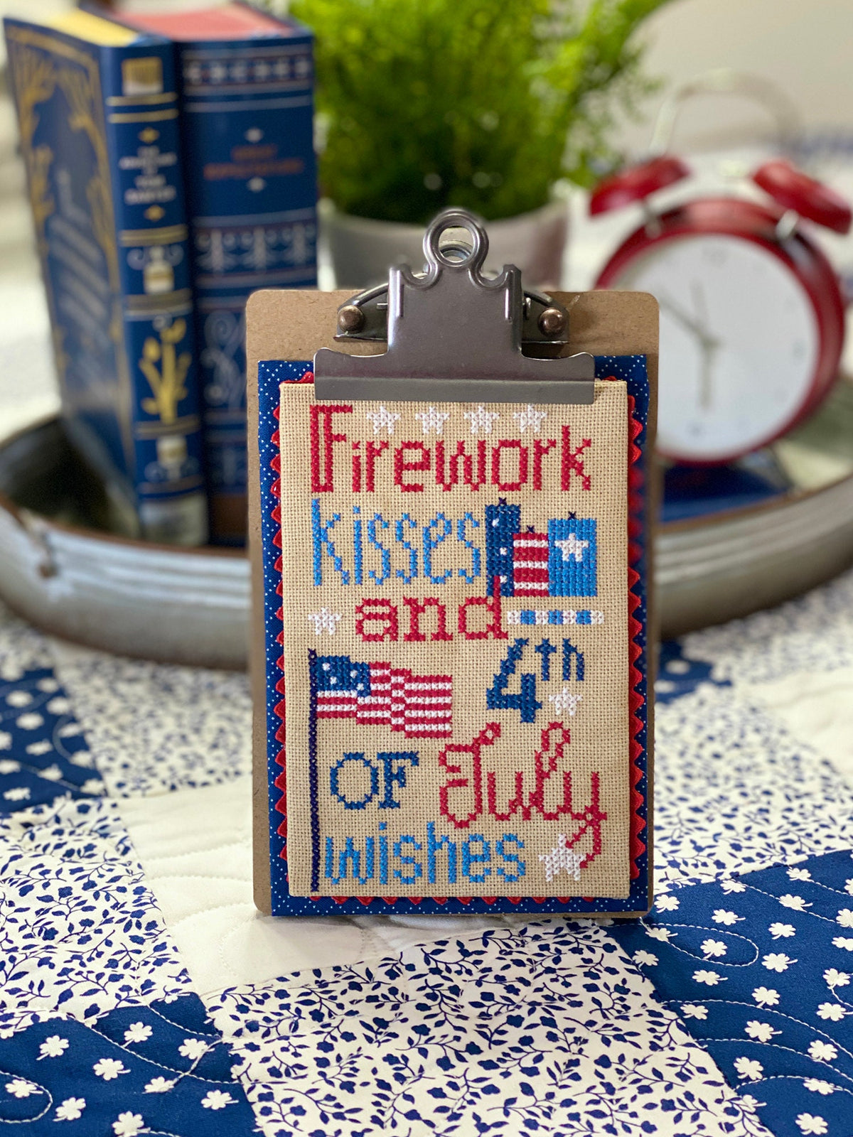 Firework Kisses Cross Stitch by Lindsey Weight of Primrose Cottage Stitches - Patriotic - PAPER Pattern PCS-076