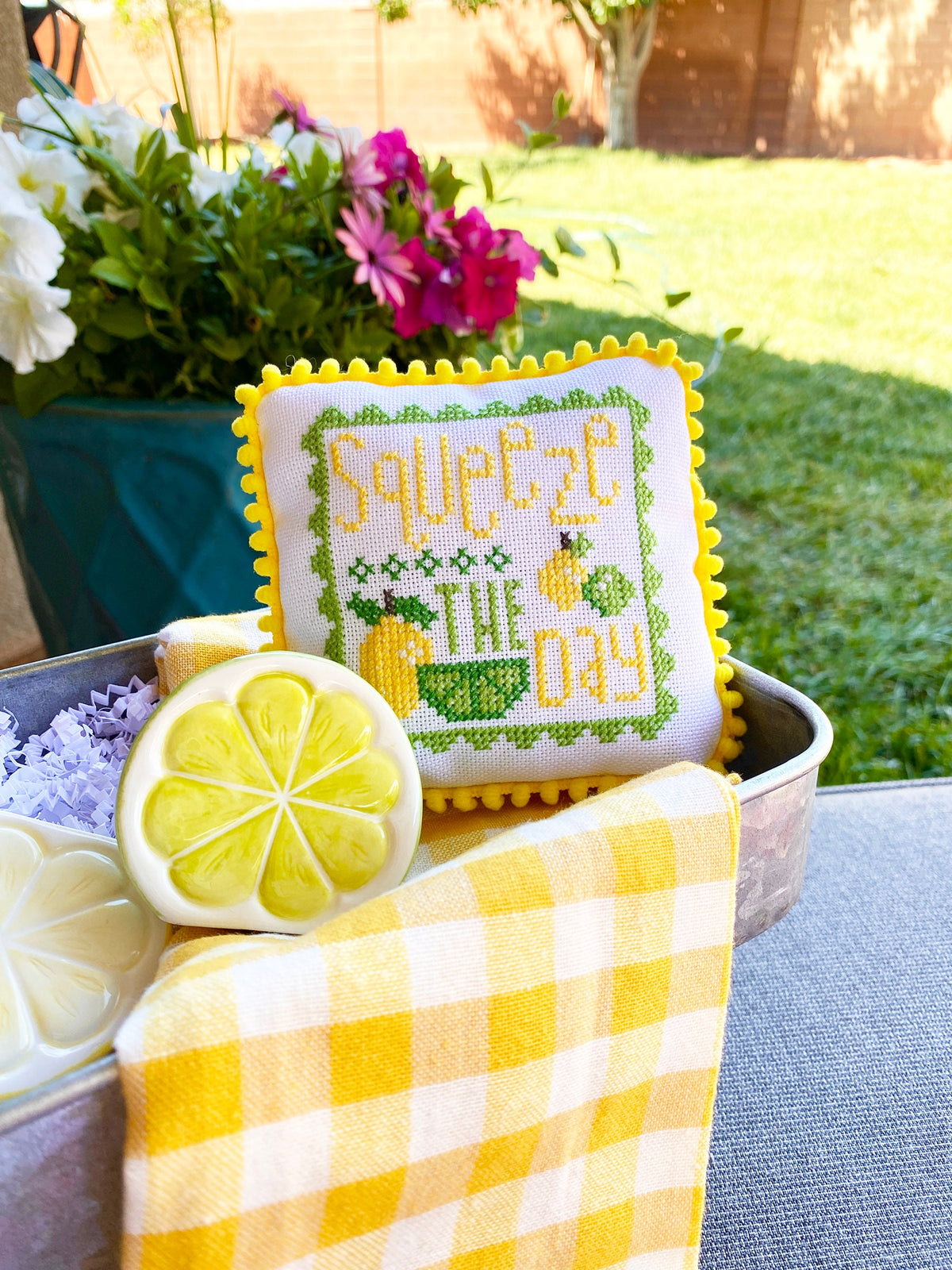 Squeeze The Day - Summer Stamps Cross Stitch by Lindsey Weight of Primrose Cottage Stitches - PDF Pattern