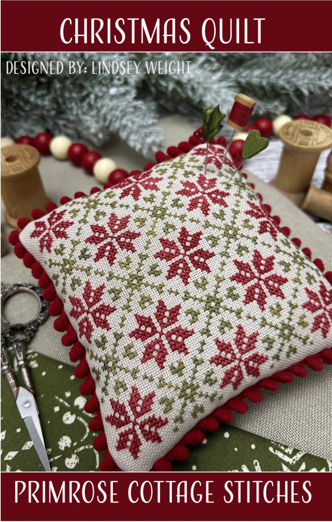 Christmas Quilt Cross Stitch by Lindsey Weight of Primrose Cottage - PAPER Pattern PCS-104