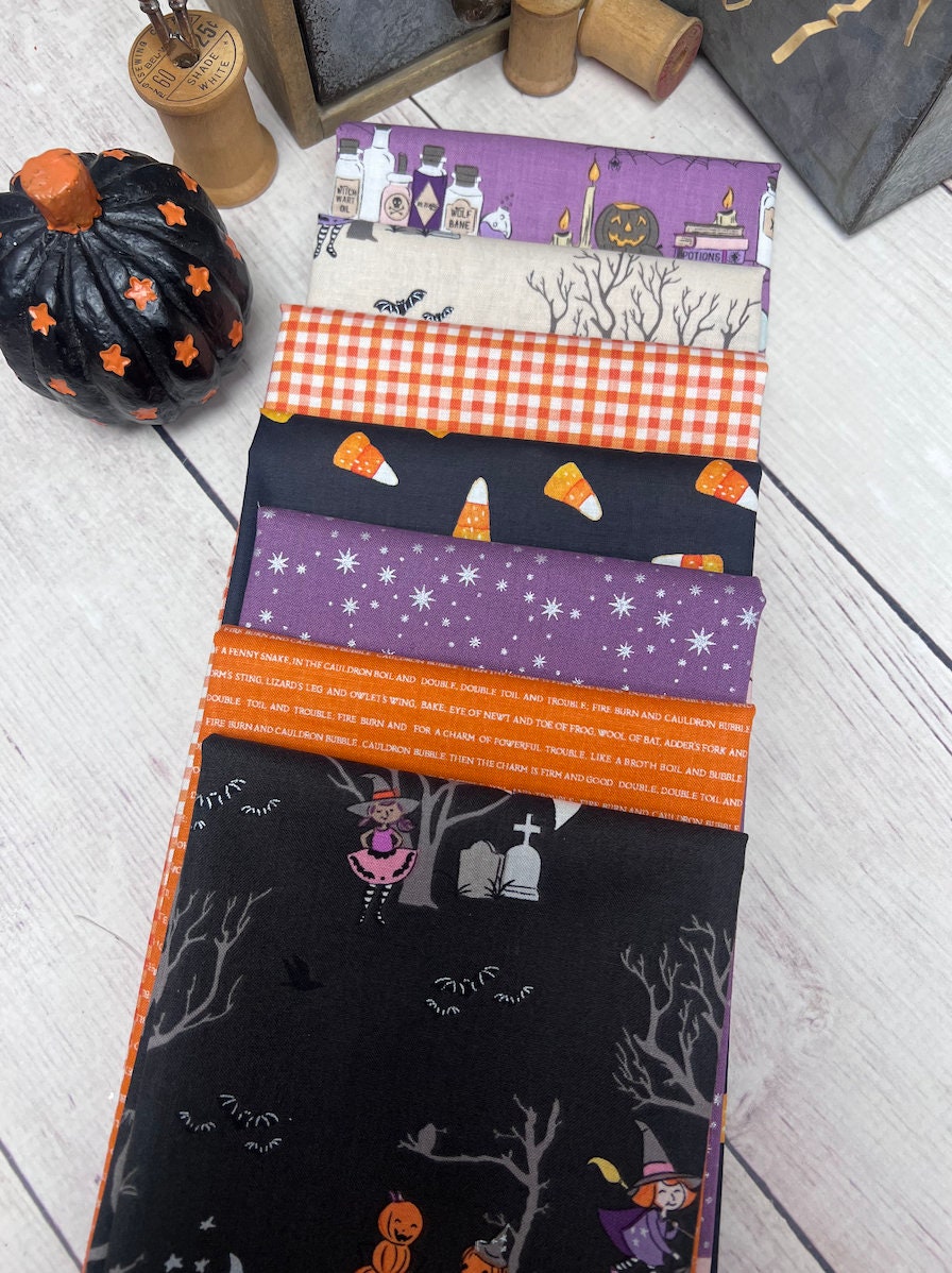 Halloween Night Bundle  - 7 Fat Quarters curated by Primrose Cottage FQB-073